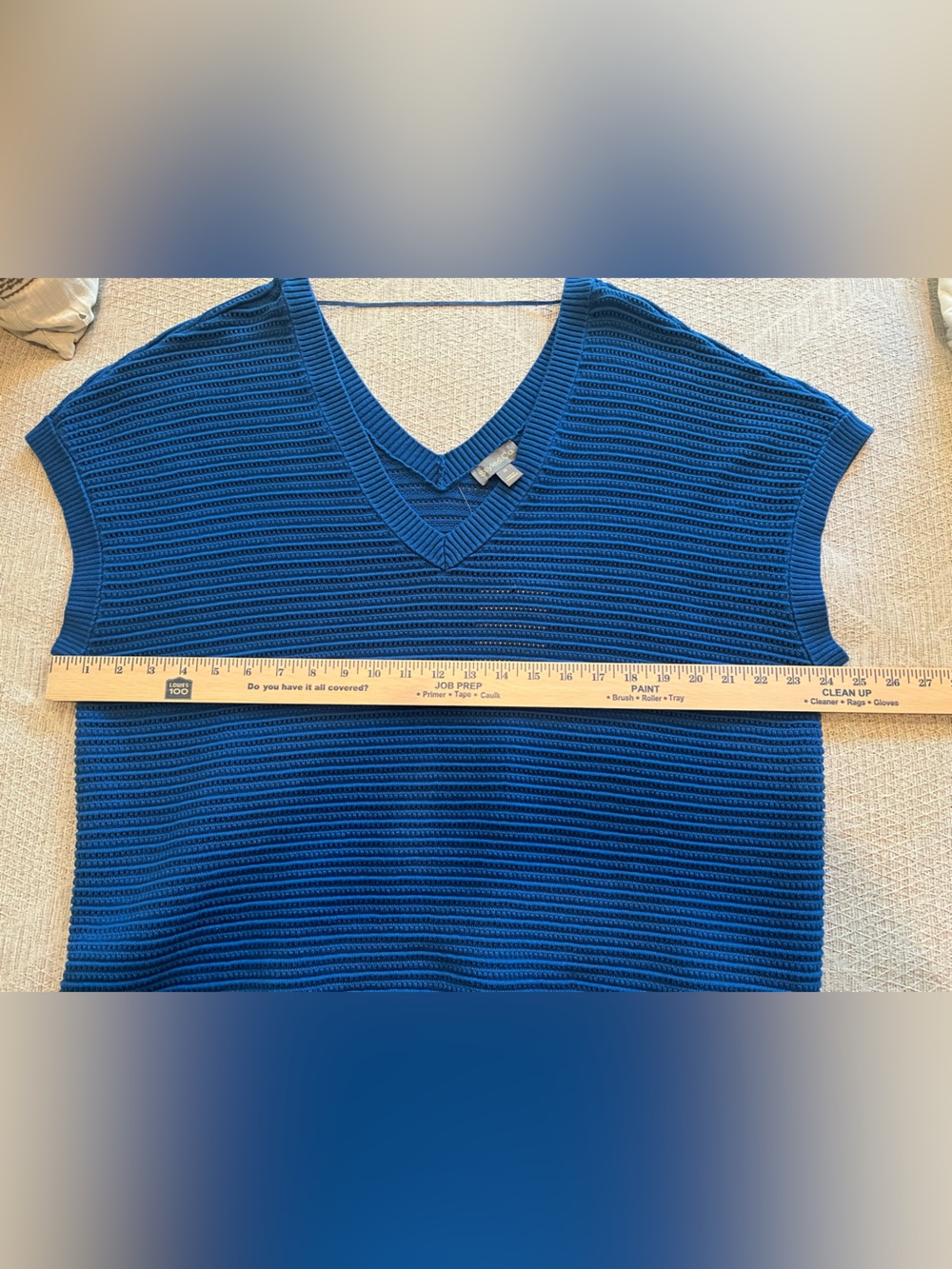 Blue V-Neck Dolman Sleeve Blouse Top Short Sleeve Sweater Preppy NWT - Picture 6 of 7